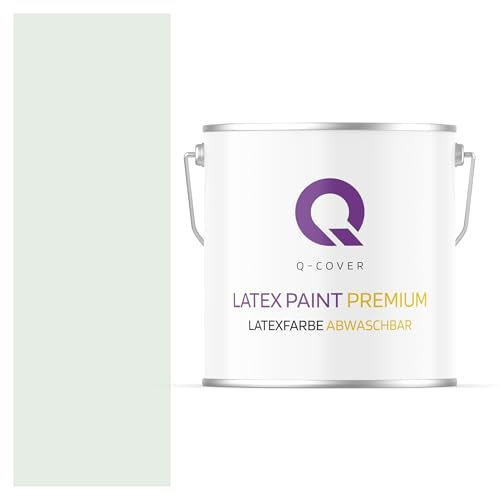 Q-COVER Latexfarbe Abwaschbar 5L (ca.35m2) Weiß-grün Farbton Innenfarbe Wandfarbe Deckenfarbe Klasse 2 Mattfarbe Für Allergiker Scheuerfest Geruchlos Frei Von Voc