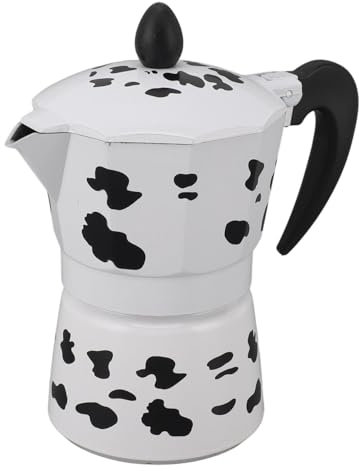 Tangxi Olla Moka de Color Vaca Lechera, Llamativa de Aluminio para Acampar en Casa (3 Tazas 150ML)