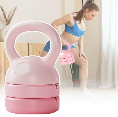 QIeAny Verstellbare Kettlebell, 5-8-9-12LB Kettlebell-Set, HDPE+Schlamm- Und Sandgehärtetes Produkt, Breiter Griff/rutschfest/komfortabel, Stoßfest/Kratzfest, Für Zuhause,Pink