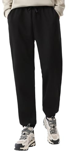 AMOMÍ Joggingbyxor för män med elastisk midja och justerbar dragsko, svart, XL