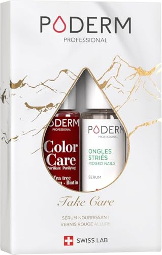PODERM Nagelvård Take Care presentset | närande serum och vårdslack med te - presentidé för mors dag | stärkande nagelvård gåva mamma, syster och mormor - schweizisk tillverkad