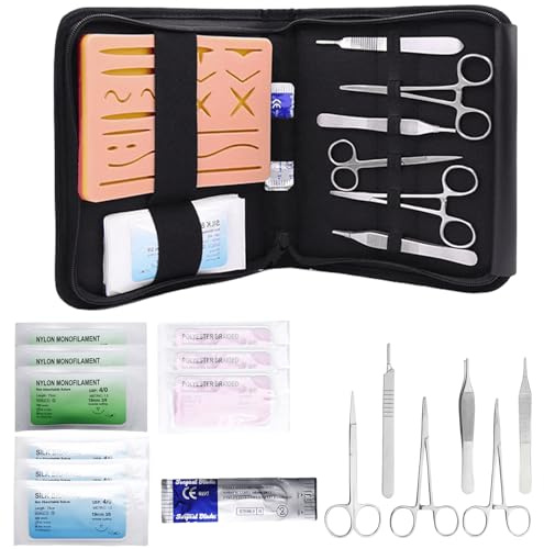 Behogan Chirurgisches Nahtset, Suture Practice Kit, Silikon-Nähkissen mit Werkzeugsatz, Wundnaht-Übungsset, Silikon-Nahtsimulator, Suture pad, Ideales Geschenk für Medizinstudenten