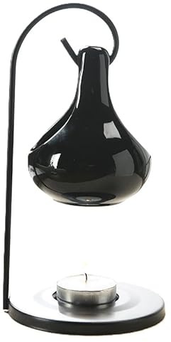 Keramik Duftöl-Brenner, Hexenkessel Design, Ölverdämpfer für ätherische Öle, mit Teelicht-Halter, Halloween Deko (Schwarz 2)