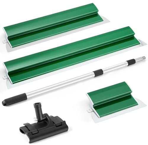 Skimming Blade Set, 25+60+80cm Flexible Stainless Steel Drywall Spatula Trowel Skim Blades, Aluminium Pole & Angle Holder – Wall Ceiling Plastering Tools for Smoothing Finishing