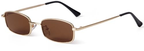 Laurinny Retro Rechteckige Sonnenbrille für Damen Herren 90er Metallrahmen | Eckig,Rechteck Sonnenbrille