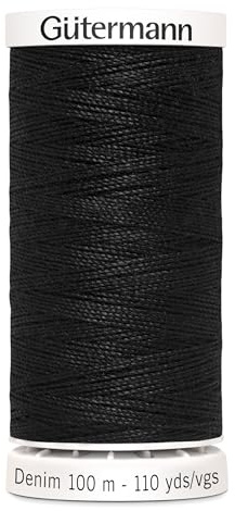 Nähmit - Gütermann DENIM 100-Meter Jeansgarn hochwertig und reißfestes Nähmaschinengarn + GRATIS FARBKARTE (A01-1000)