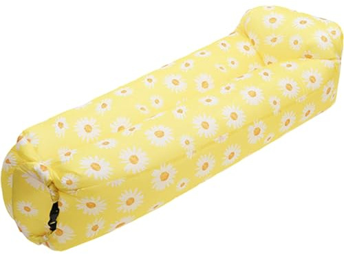 Hixingo Aufblasbares Sofa, Wasserdichtes Strandliege Tragbares Luftsofa Sommer Outdoor Sofa, Reißfest Camping Luftsofa für Camping, Strand, Schwimmbäder (Gelbe Chrysantheme,190x70x50cm)