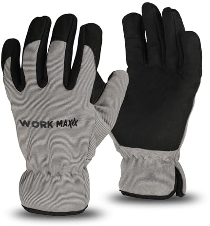 WORK MAXX Dornensichere Gartenhandschuhe – robuster Schutz für Rosen, Disteln und harte Gartenarbeiten (grau, mittel)