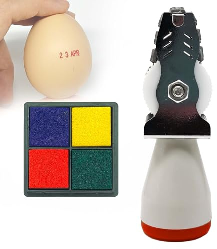 Egg Date Stamps for Fresh Eggs, with a Four-Color Ink Pad,Egg Dater Kit, Date Roller Stamps, Date Label Stamper for Egg Mark Farm Office Shipping Receiving