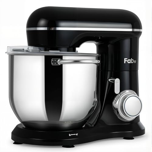 Fab by Kitchen in the box Stand Mixer, 8L Large Electric Food Mixer, 2000W | 10 Speeds Kitchen Mixer with Dough Hook, Whisk, Beater for Cake, Bread & Pizza Dough, for Large Family & Batch Baking (Black)