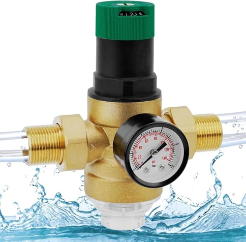 Druckminderer Wasser 3/4 Zoll DN20, Messing Wasserdruckminderer mit Wasserdruckmesser Und Mesh Filter, Wasser Überdruckventil für Regulierung des Wasserdrucks für Häuser Gebäude Fabriken