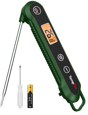 TempPro Meat Thermometer Probe, 3s Instant Read, +/-0.5℃Accurate Food Probe | Foldable Temperature Probe with Calibration/Lock Fuction, Use for Kitchen, BBQ, Camping&Gatherings, (Previously ThermoPro)