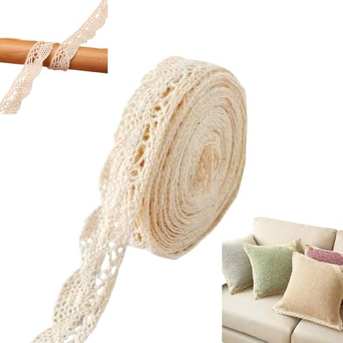 Nastro In Pizzo Vintage Decorativo Bordo, 5 m, Bordo In Pizzo Di Cotone, Stile Vintage Floreale All'Uncinetto, Per Artigianato Decorazione Di Nozze Confezione Regalo Scrapbooking