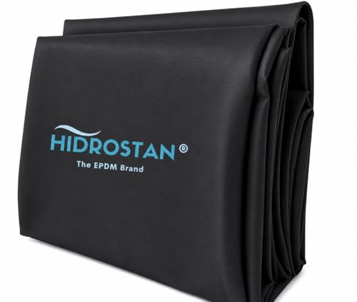 Hidrostan Wasserdichte EPDM-Folie, 2,5 x 3 m, schwarz, 0,8 mm, 200 g, hohe Elastizität, UV- und extreme Temperaturbeständigkeit, ideal für Teiche, Stauseen und Abdeckungen.