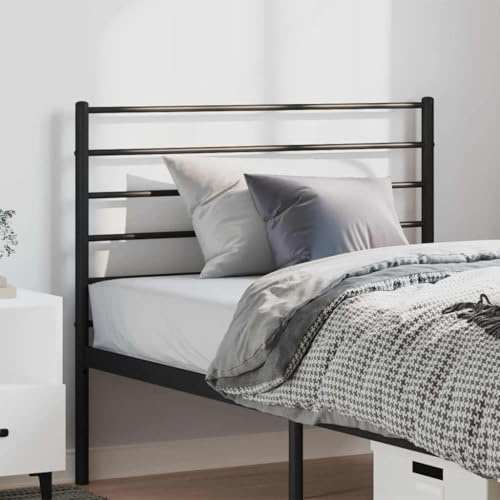 SKTQYQO Testiera in Metallo Nero 100 cm, Testiera Classica con Design Elegante in Acciaio Verniciato a Polvere per Letti con Tubi Rotondi, Struttura Robusta e Stabile con Gambe