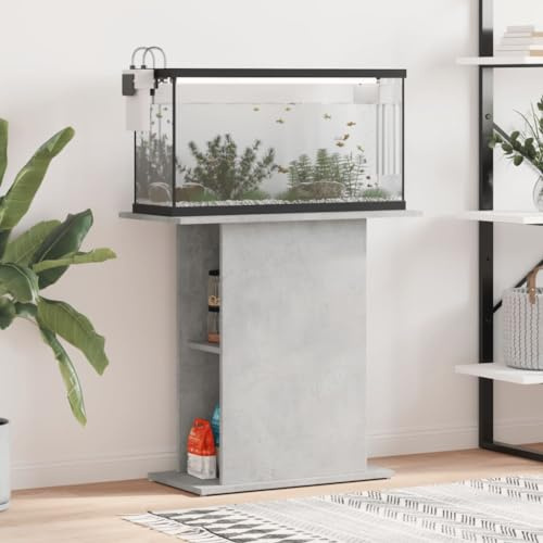 Nqyjm Aquariumständer Betongrau 75x36x72,5 cm Holzwerkstoff Aquarium Unterschrank Tisch für Wohnzimmer und Büro