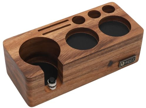 EUBSWA Stazione per pressatura, 51 mm, 54 mm, in legno di noce, regolabile in altezza con manopola e base antiscivolo, con cuscinetti in silicone, per Sage, Philips, Breville, De'Longhi | Stazione per