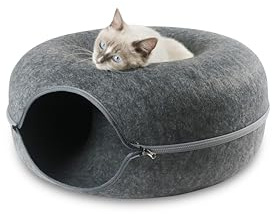 Katzentunnel Filz, Katzenhöhle, Katzenbett, Katzenspielzeug, Katzentunnel im Donut Design mit Reisverschluss (⌀ 60)