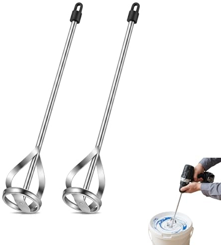 Paint Mixer for Drill, Paint Stirrer for Drill Bits in 1 to 5 Gallon Drums | 2 Pcs Drill Fit Paddle Mixer Stirrer Effective Mixing of Paint for Fast and Mixing of Paint Woodstain Screed Plaster(16 Inch)