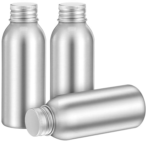 Veemoon Bouteille Vide en Aluminium 100ml, Lot de 3 Sets, Argenté, Étanche | Rechargeable, Portable, pour Voyage et Extérieur, Flacon Pratique, Usage Féminin, Aluminium Léger