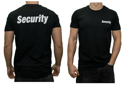 Generico 2 T-Shirt Maglietta in Cotone con Scritta Security Davanti e Dietro