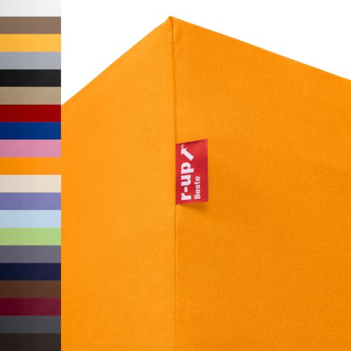r-up Beste Spannbettlaken 200x220-220x240 bis 35cm Höhe viele Farben 95% Baumwolle / 5% Elastan 230g/m² Oeko-TEX stressfrei auch für Wasserbetten (orange)