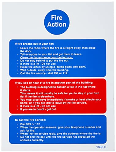 Caledonia Signs 81438E Hinweisschild „Fire Action Notice (Stay Put) for Flats“ in englischer Sprache