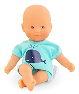 Corolle 9000120170 - Mon Premier Poupon Mini Badepuppe in blau 20cm, Französische Puppe mit Charme und Vanilleduft