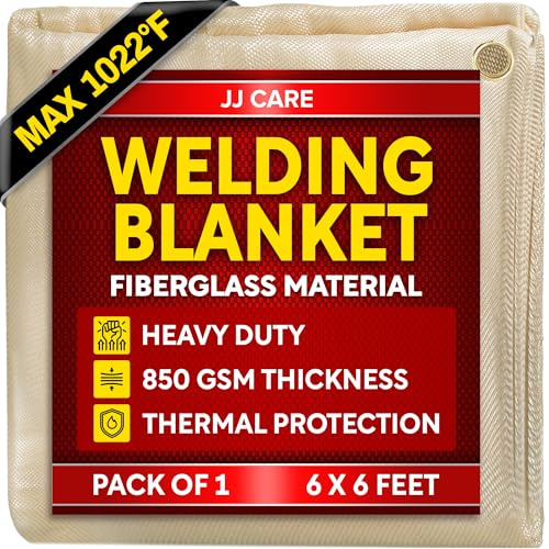 Welding Blanket - 6ft x 6ft, 850GSM Fiberglass Welding Blanket for Smokers with Brass Grommets, Heavy Duty Fireproof Welders Mat for Industrial, Smoker, Grill and Camping
