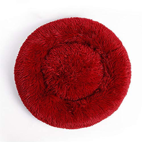 FANSU Hundebett rund Hundekissen Plüsch weichem Hundesofa rutschfest Base Katzenbett Donut Größe und Farbe wählbar (rot,100CM)