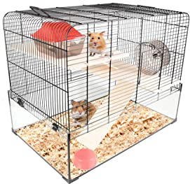 Flamingo Hamsterkäfig Vitru 2 – Schwarz, 59 × 38 × 47 cm | Geräumig, Robust & Perfekt für kleine Nager!