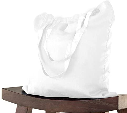 5 STÜCK Baumwolltasche 38 x 42 cm unbedruckt, Lange Henkel Stofftasche | Tragetasche Umhängebeutel Baumwollbeutel Jutebeutel ÖKO-TEX® geprüft Stoffbeutel, Einkaufstasche, Jutebag Weiß