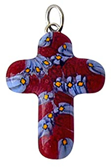 Korshänge Murano-glas ca 3 x 2 cm röd