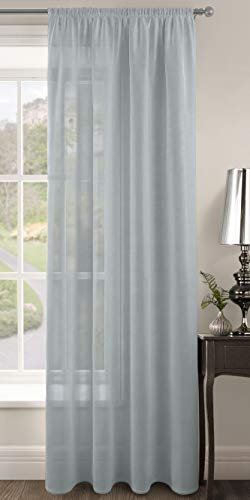 Intimates Plain Voile Woven Slot Top Premium Sheer Voile Panel - Internal Door Curtains, Patio Door Curtains, Privacy Window Voiles (Grey, 59 Width x 90 Drop)