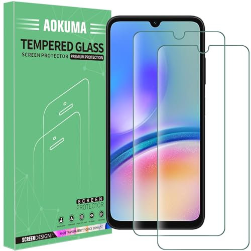 AOKUMA Protector de Pantalla para Samsung Galaxy A05s/Samsung Galaxy A05, [2 Unidades] Cristal Templado para Galaxy A05s/A05 Fácil Instalación, Sin Burbujas, Alta Definicion, 9H Dureza, Anti-Arañazos