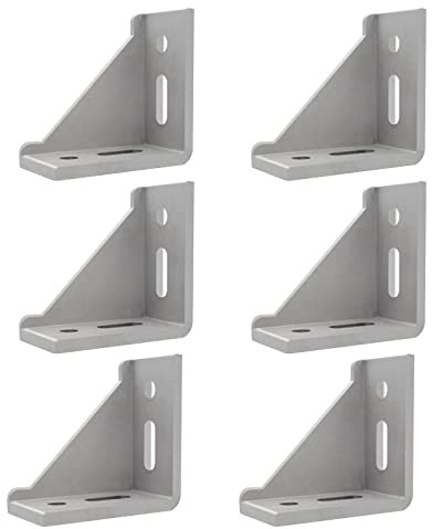 TWSOUL 6 soportes de esquina de aluminio, material de montaje en ángulo para perfiles de 40 x 80 cm, color blanco plateado, acabado pulido