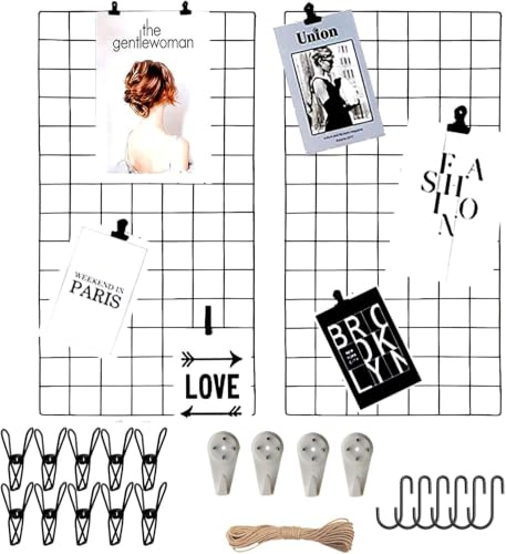 Symeton Wandgitter Schwarz(40x80cm) 2Pack,Fotowand Gitter, Deko Gitter,Multifunktionale Gitterwand Schwarz.DIY Fotowand Dekoration.Schwarzes Wandgitter kann mit Fotos, Getrockneten Blumen