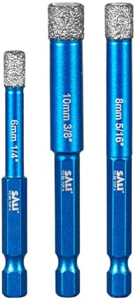 Set di punte diamantate per piastrelle, 6/8/10 mm, fusto esagonale, per ceramica, granito, vetro, porcellana, piastrelle, gres porcellanato, muratura, marmo