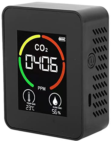 3 en 1 Détecteur de CO2 Détecteur de dioxyde de Carbone DC 5V, Chargeur USB, Moniteur de qualité de L'air, Thermomètre ABS, Hygromètre, Testeur TVOC pour la Maison