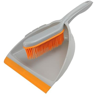 Brushmann Dustpan and Hand Brush Set (Yellow/Grey Rubber Bristle)