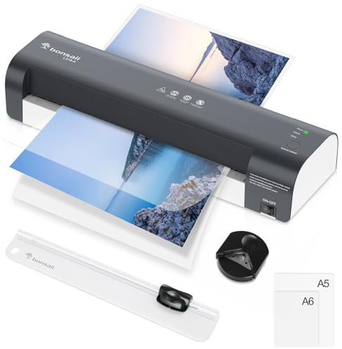 Bonsaii A3 Laminiergerät, staufreie Technologie, 5-in-1 Set mit 10 Folien, Papierschneider & Eckenabrunder, NTC-Temperaturregelung, bis 330 mm, Laminieren für Zuhause, Büro & Schule (L318-A)