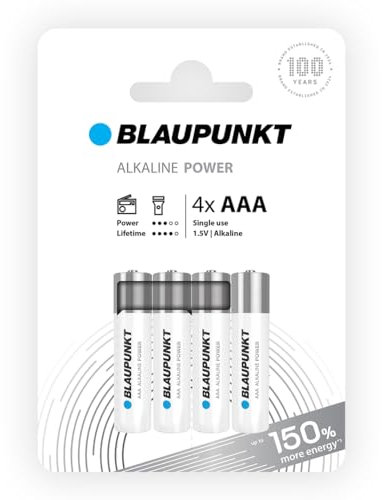 BLAUPUNKT AAA Piles alcalines, Paquet de 4, idéales pour Les horloges murales et Les télécommandes, LR03BPO/4CP