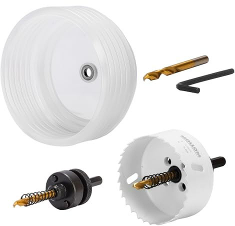 MOLLOM (3 | 76mm) HSS M42 8% cobalt BI-Metal Hole Saw with Dust Bowl,2 Pilot Drill Bits & Mandrel Smooth Cutting for PVC,Drywall,Wood,Plastic,Gypsum Board,Metal etc