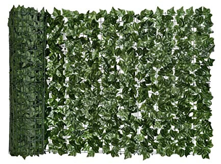 IlGruppone Siepe Artificiale Edera Finta Sempreverde Sintetica Anticaduta Frangivista Frangivento Ringhiera Terrazzo Balcone Giardino Diverse Misure - Verde - 1x3Mt