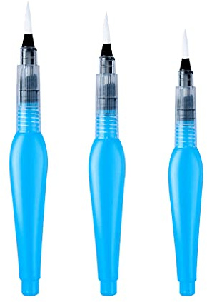 HUANIZI Wasserfarbenpinsel-Set, nachfüllbar, feine flache Spitze, für Aquarellmischung, Künstler, Anfänger, Aquarell-Set, Kinder, Erwachsene, Künstler, Profi, 3 blaue Stäbchenspitzen, 3/6-teilig