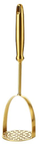 HVVENTY Prensador de patatas de acero inoxidable dorado, prensa manual multifuncional