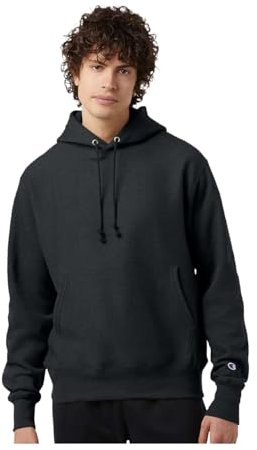 Champion S101 Men's Reverse Weave Hooded Sweatshirt, Heavyweight 12 oz. Fleece, Shrink-Resistant, Front Pouch Pocket (US, Alpha, Medium, Regular, Regular, Charcoal Heather), Charcoal Heather, M
