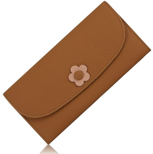 ArtsEye Ladies Purse RFID Blocking Genuine Leather Large Capacity Slim Wallet for Women (Brown)