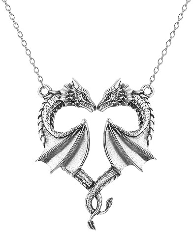 IOETSEUT Kette Halskette Männer Hundemarke Halskette Slawisch Punk Tier Drache Anhänger Halskette Für Männer Frauen Herz Symbol Der Liebe Punk Schmuck Wikinger Halskette Paar Geschenke