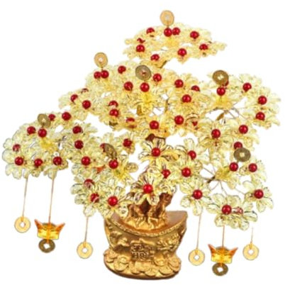 perfk Geldbaum-Statue, Skulptur, Kunsthandwerk im Bonsai-Stil, chinesische Glücksdekoration, Segensornament für das Bücherregal im Büro, Style B